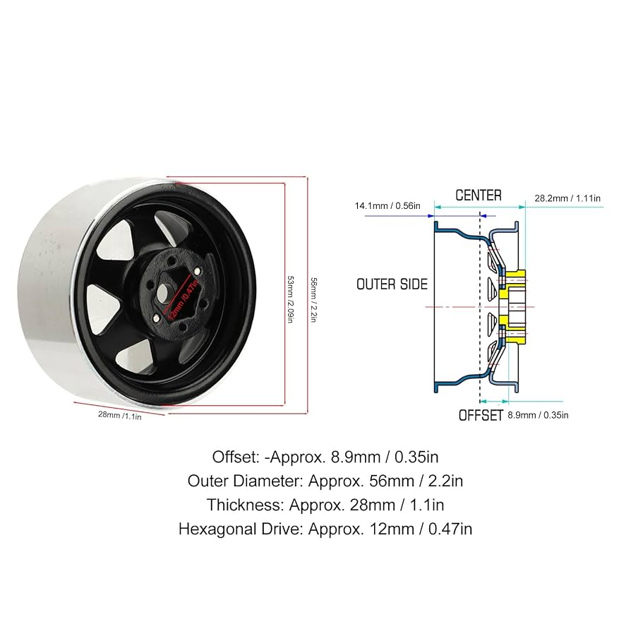 RC4WD ホイール　1.9インチ　深リムハブ12ミリ　ビードロック　クローラー RC4WD フューエル オフロード ゼファー ビードロック ホイール