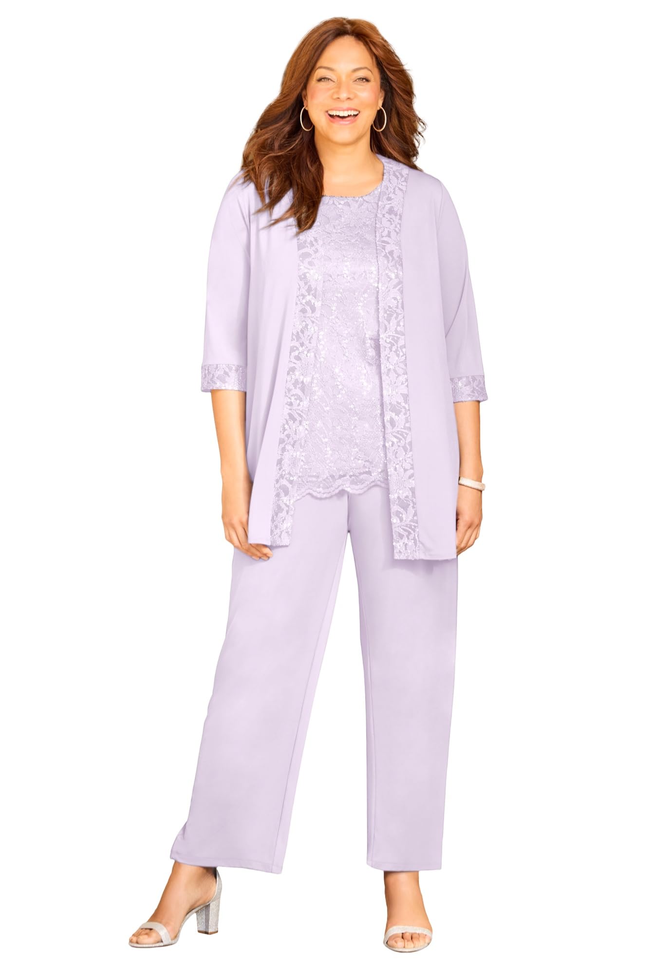 Catherines Women's Plus Size Lace Gala 3-Piece Pant Suit