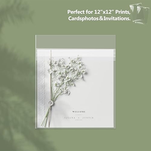 Miniatura 5 de Golden State Art, Paquete de 200 fundas exteriores transparentes para grabación, 12.75 x 12.75 pulgadas, fundas protectoras de plástico resellables