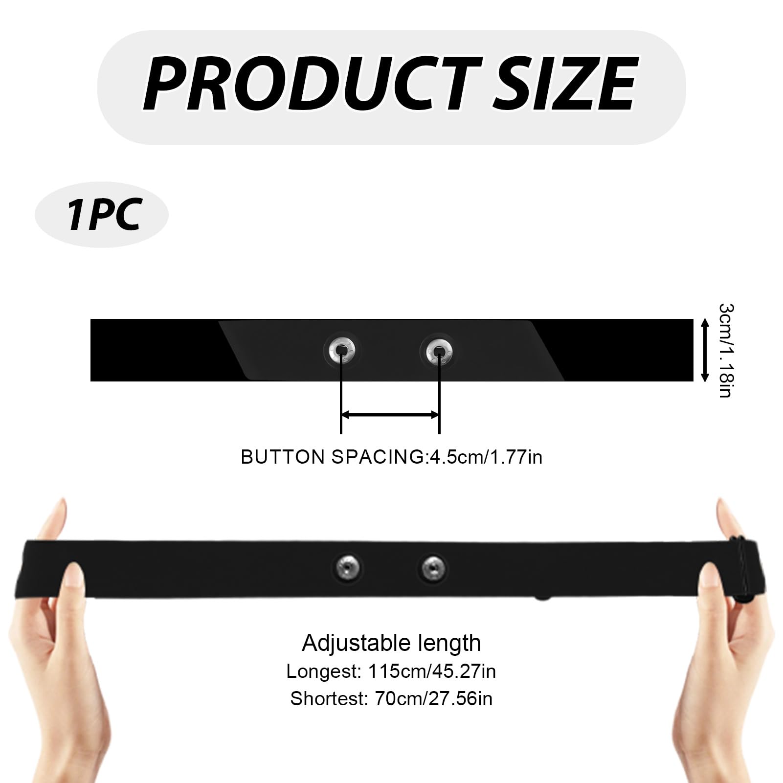 Pasek cardio regulowany (od 70 cm do 115 cm) do ANT+ i Bluetooth pas piersiowy do czujnika tętna, kompatybilny z Garmin, Wahoo, Polar H10 H9, Coospo, Bryton, Magene, Livlov, idealny do sportu i