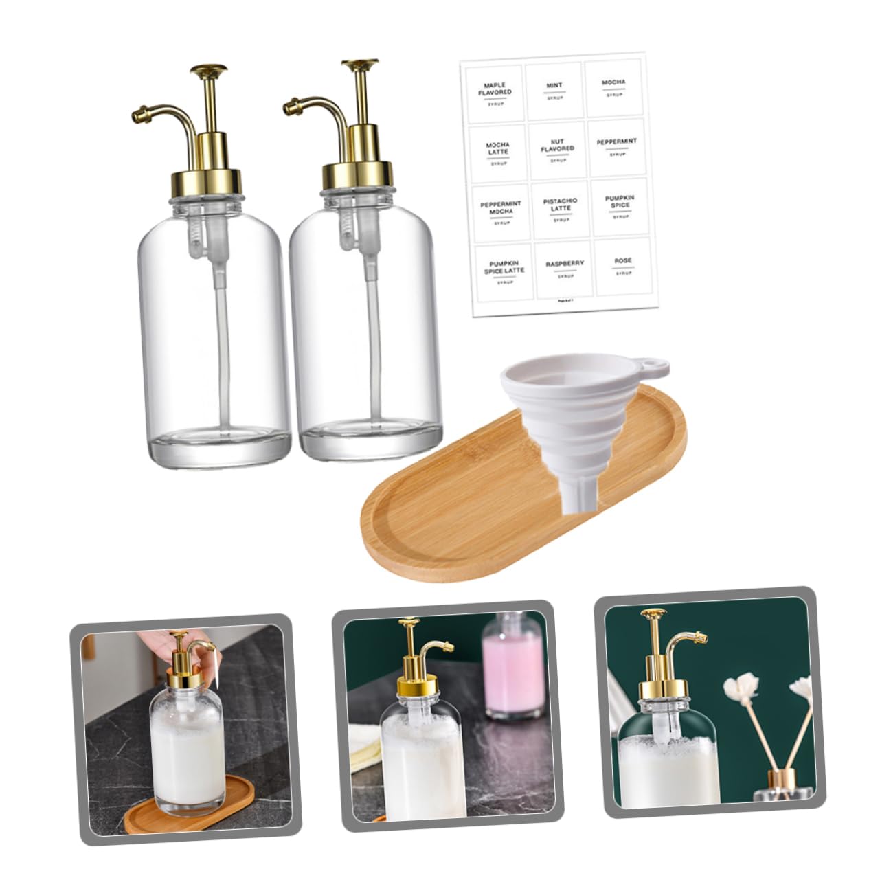 MAGICLULU Botella De Vidrio Tipo Pulsador Dispensador De Jabón De Baño 500ml Transparente Fácil De Usar