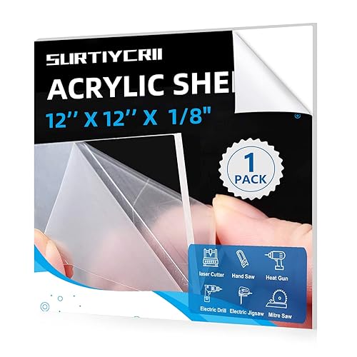 Miniatura 1 de 1 paquete (12 x 12 pulgadas, 18 pulgadas de grosor) hojas de acrílico fundido, tablero de vidrio para pantalla de bricolaje, reemplazo de marco de