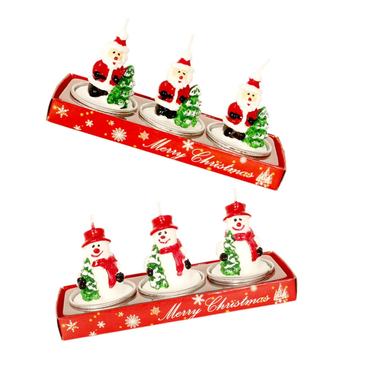 Cabilock Festival Candle Decor Christmas Candle Set Santa Tree Snowman Dinner Supplies