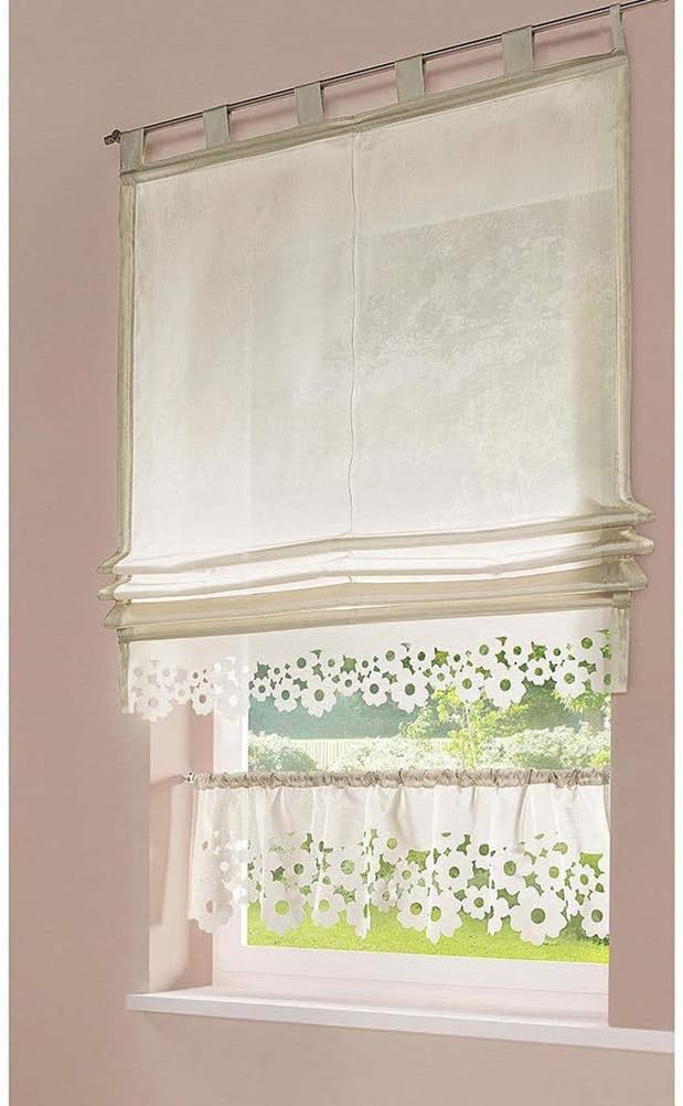 Modern Bistro Curtain European hollowing Multiple Colors Roman Blinds Discs Curtain Kitchen Curtain -23066N4U6Y (Color : Gray Size : 120×60cm) (Beige 120×45cm)