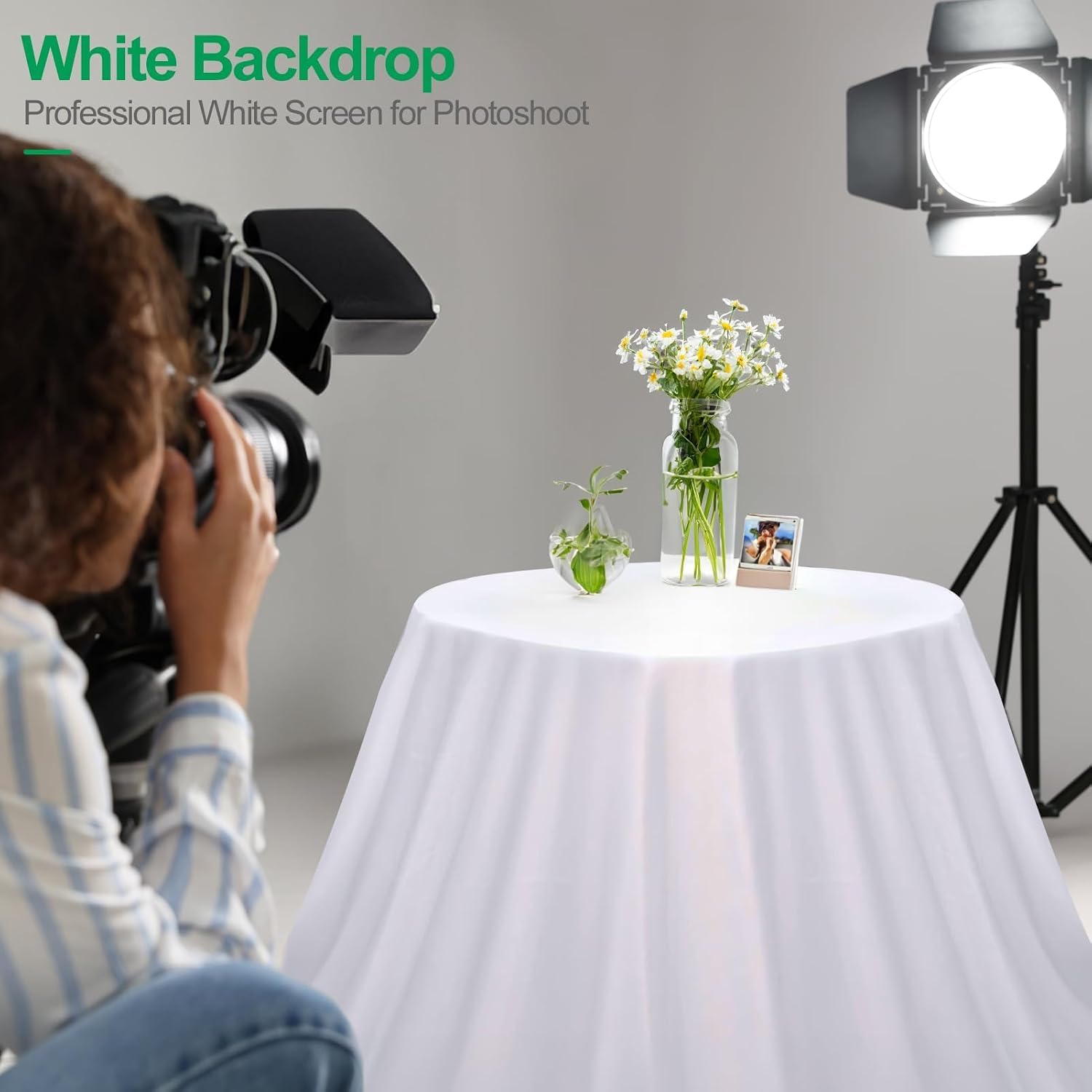 EMART Sfondo bianco per servizi fotografici e fotografie, 3 x 2,6 m