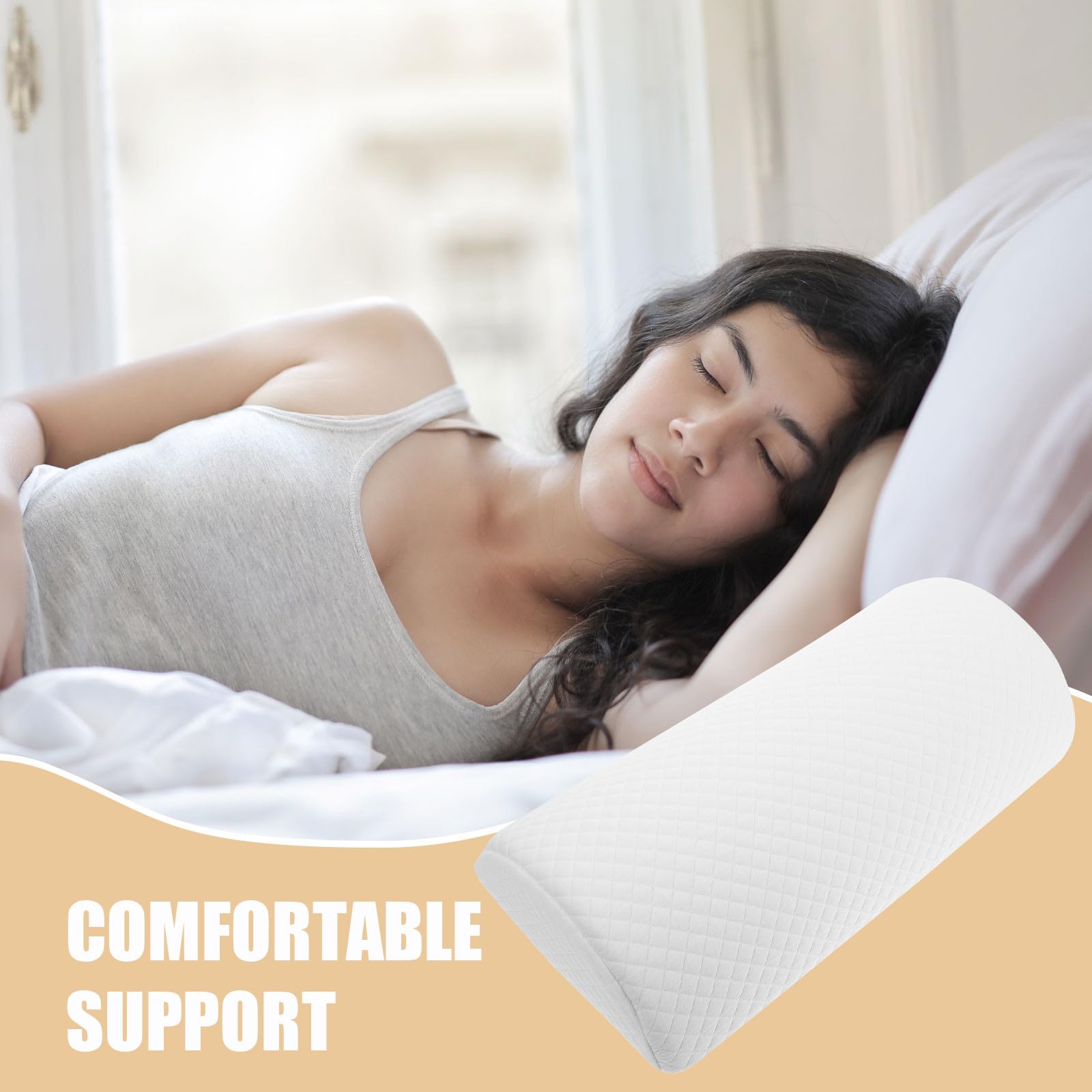 FRCOLOR Almohada para Piernas de Espuma Viscoelástica de Color Claro Forma Semi Enrollable, Soporte Cómodo y Versátil para Rodillas, Adecuado para Uso en Casa y Oficina