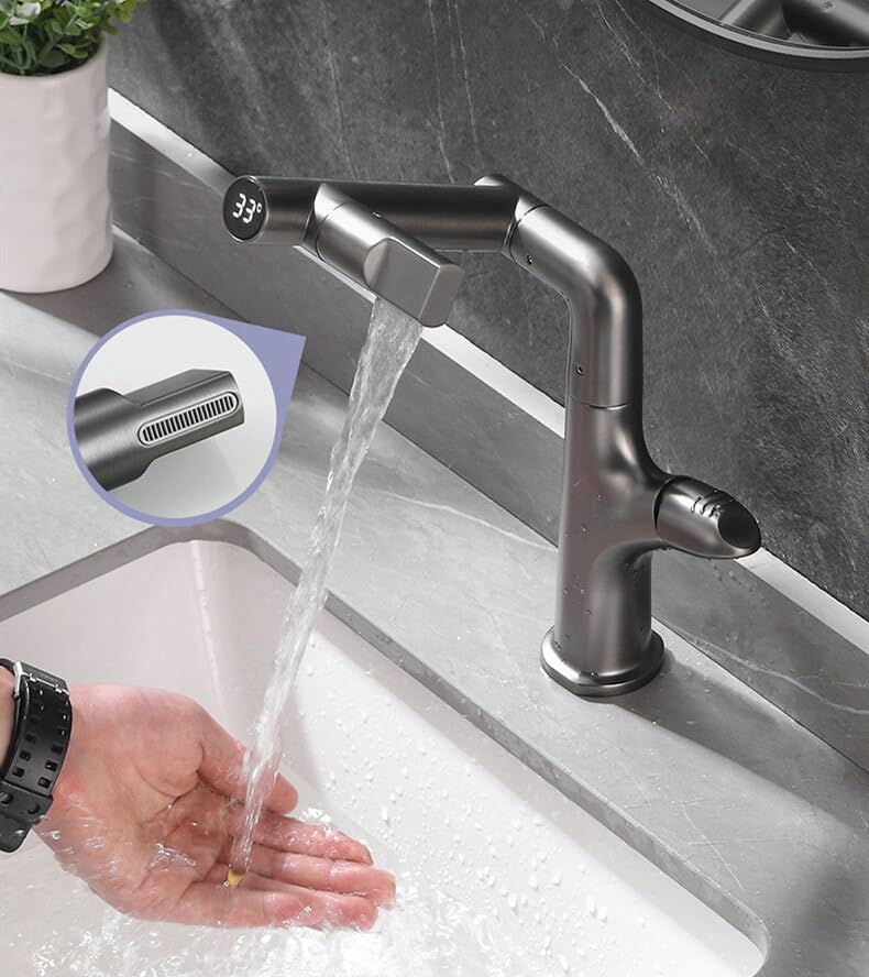 Grifo mezclador digital con pantalla LED inteligente y agua caliente y fría