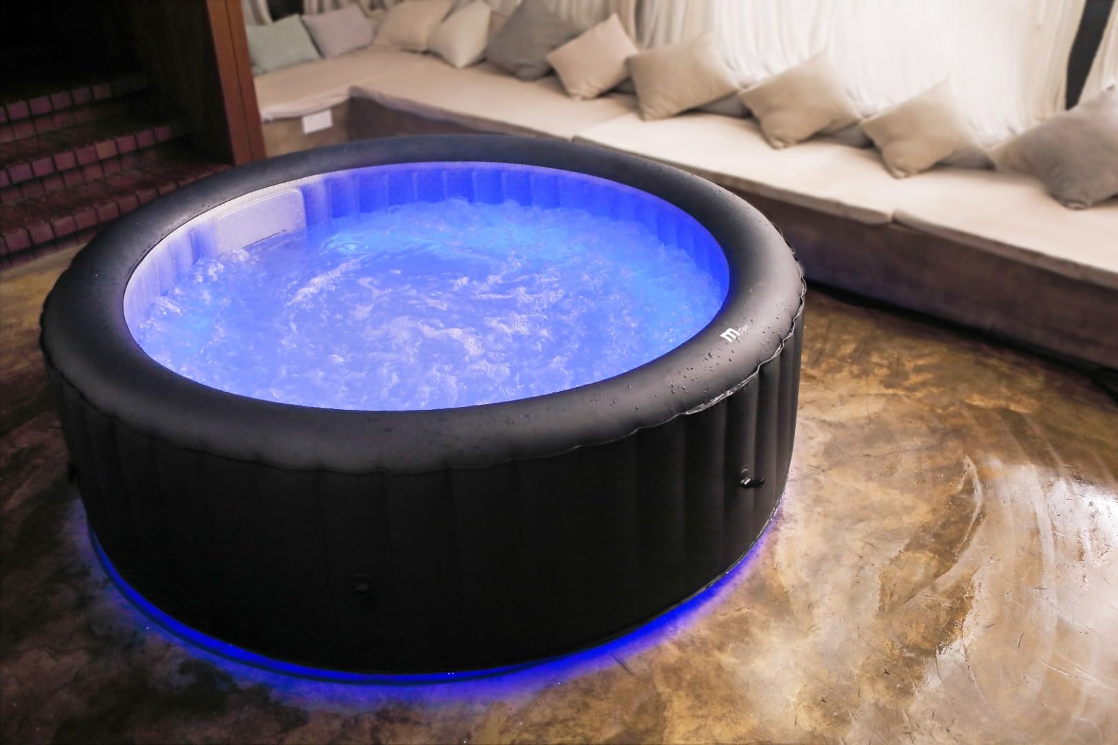 MSpa Whirlpool Aurora 204x204x70 cm – Aufblasbarer Whirlpool für 6 Personen mit 138 Massagedüsen, LED-Beleuchtung, UVC+ Desinfektion, Selbstaufblasfunktion & Rhino Tech™ 6-Schicht-Material