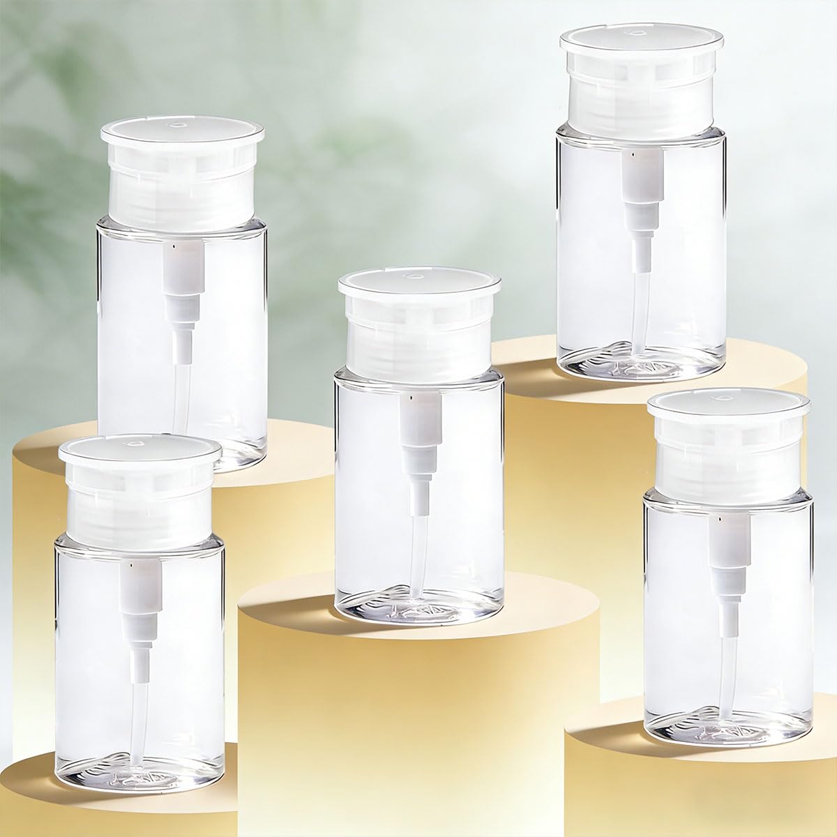 4 Pz Dispenser a Pressione Pompa di Rimozione Smalto in Plastica da 200ml,Bottiglia Trasparente per Solvente per Unghie,Dispenser di Liquidi a Pressione per Cosmetici, Cura delle Unghie