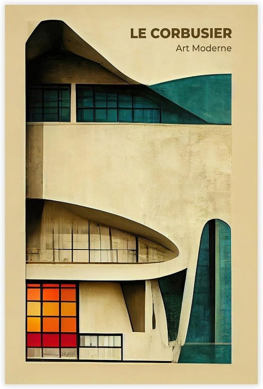 Orjdjz Wxkbl Le Corbusier Architecture Wall Art Picture Century Prints Architecture Poster Le Corbusier Canvas Painting for Home Decor 40x60cmx1 Frameless