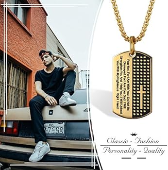 OIDEA Halsketting met kruishanger Jezus Dogtag: Dog Tag Gebed Bijbel Kruis Hanger van roestvrij staal voor heren dames, Jezus Vintage Krucifix met ketting Tarweketting Goud/Zwart/Zilver, Roestvrij