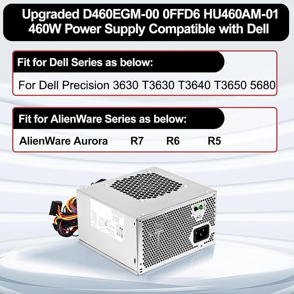 460W Netzteil für Dell T3630 T3640 T3650 0FFD6 | Effizientes Kühlnetzteil-Design, Stromerzeugung DPS-460DB-18A Einheit D460EGM-00, Übertemperaturschutz