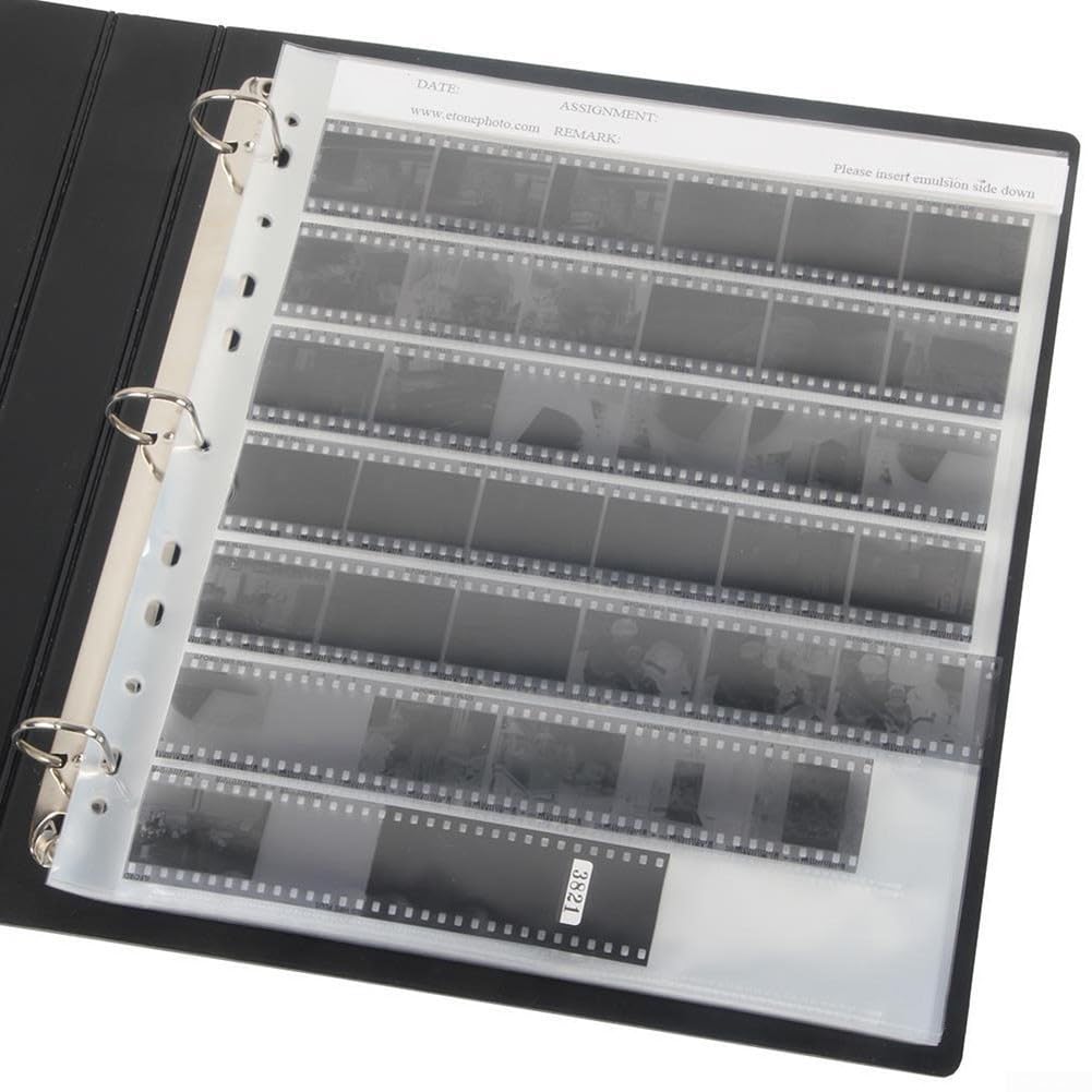 50 piezas de páginas de archivo negativo, conservadores de diapositivas de película de color blanco y negro sin ácidos para páginas, almacenamiento de archivos para páginas para carpetas de anillos