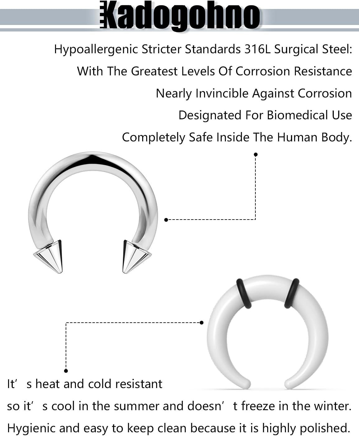 14/12/10/8/6/4g Pincher Septum Gauge Stretching Kit Nose Piercing Rings Jewelry