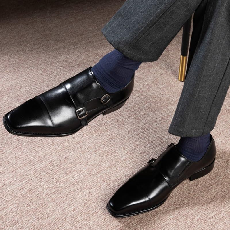 Mens Loafers Modern Classic Low Top Leather Dress Shoes Genuine Leather Genuine Leather Derby Fashion Formal Tuxedo Walking Shoes(Black,7)3