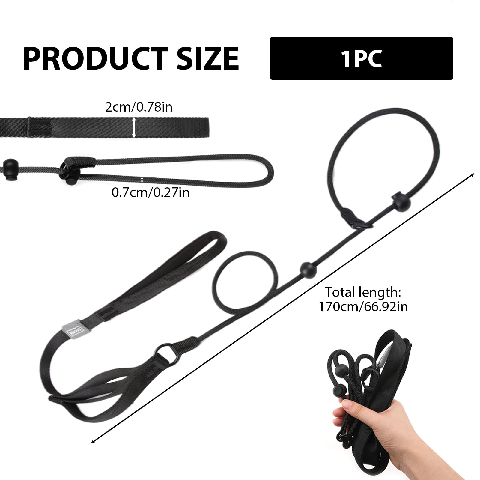 Slip Lead for Dogs Leash with Comfy Handle Adjustable Collar Thin Dog Lead Strong Sturdy Anti-Pull Anti-Choking Nylon Training Rope for Outdoor Puppy Small Medium Large Dogs (Black) - Image 4