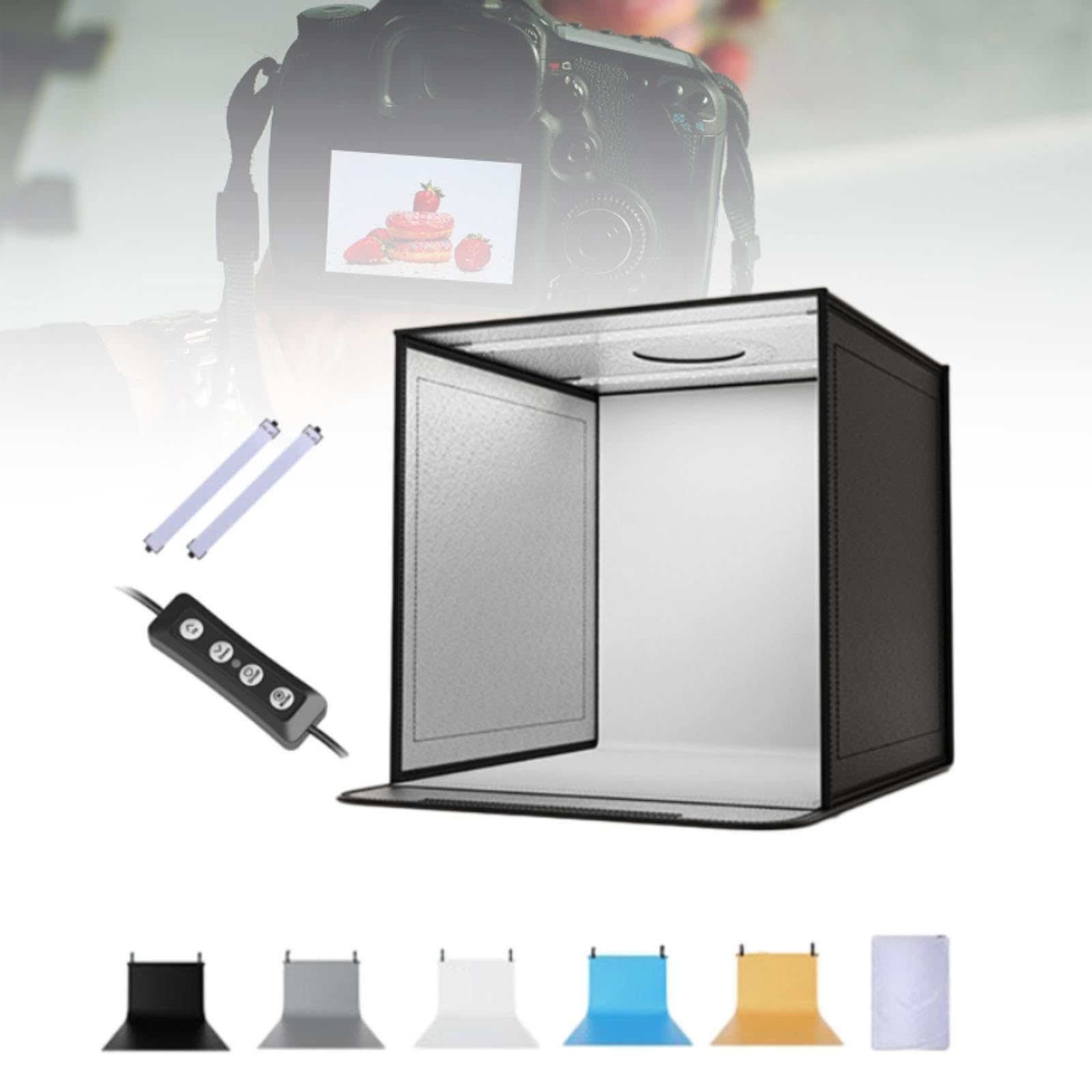 Photo Transportable Boîte Lumière Photographie Prise de Vue Multiangles Éclairage Fourni Tissu Bijoux Cosmétiques Accessoires Adapté, 2 Lumières avec Variateur, 40cm