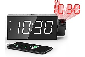Projection Digital Alarm Clock for Ceiling and Bedroom - FM Radio, 7"...