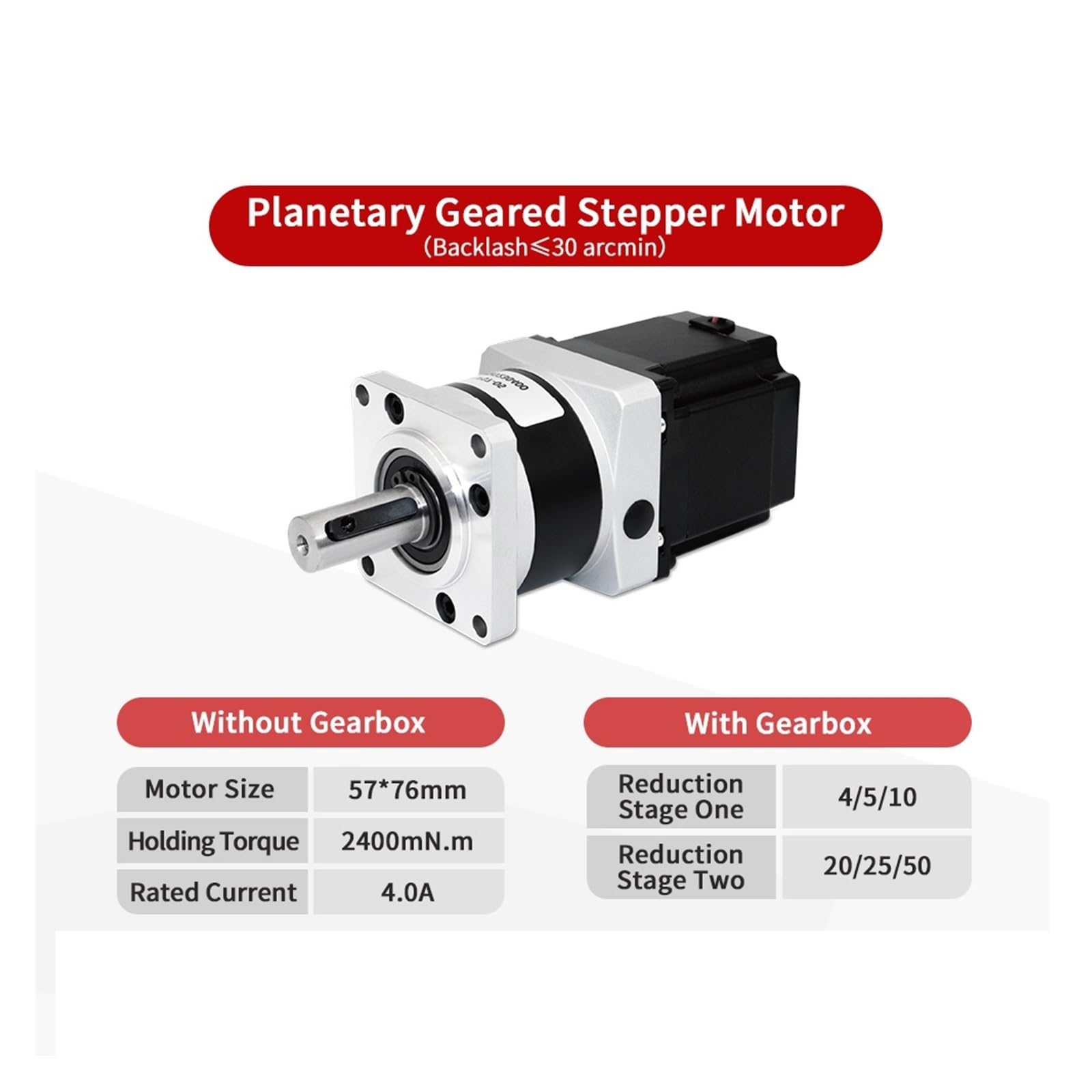 4,0 A 2,64 V Länge 76 Mm Nema 23 Präzisions-Planetengetriebe Schrittmotor Mit Untersetzungsverhältnis 25/50 For UAVS Stabiler Präziser Effizienter Ausgang(25000mN.m Ratio 25)