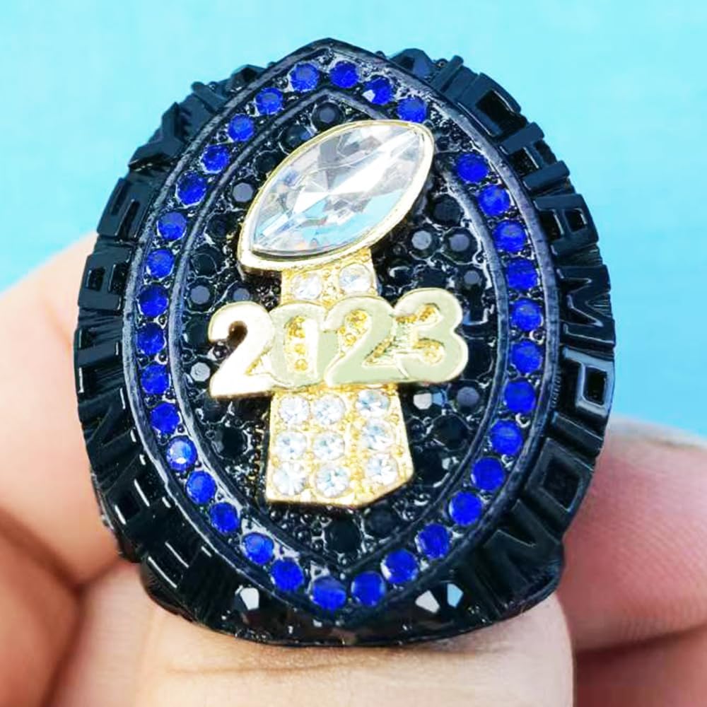 2023 Fantasy Football Championship Ring | Heavy FFL Champion Ring | Gold Silver Tone Plated Award Trophy for Fantasy Football League Winner (size 11)