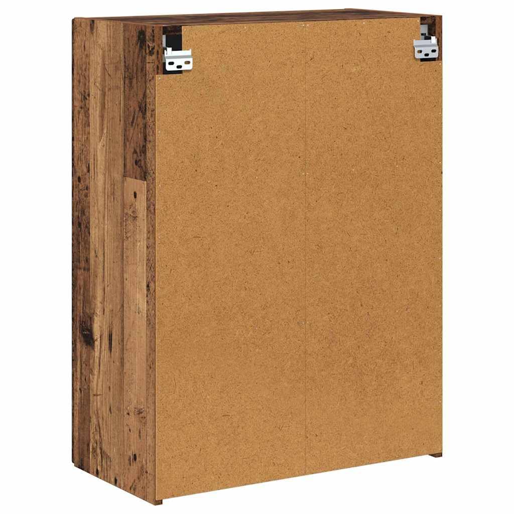 Porta TV da Parete Legno Multistrato Vecchio 59,5x31x80 cm | Mobiletto sospeso salvaspazio per soggiorno e salotto, ideale per riporre dispositivi multimediali e accessori.