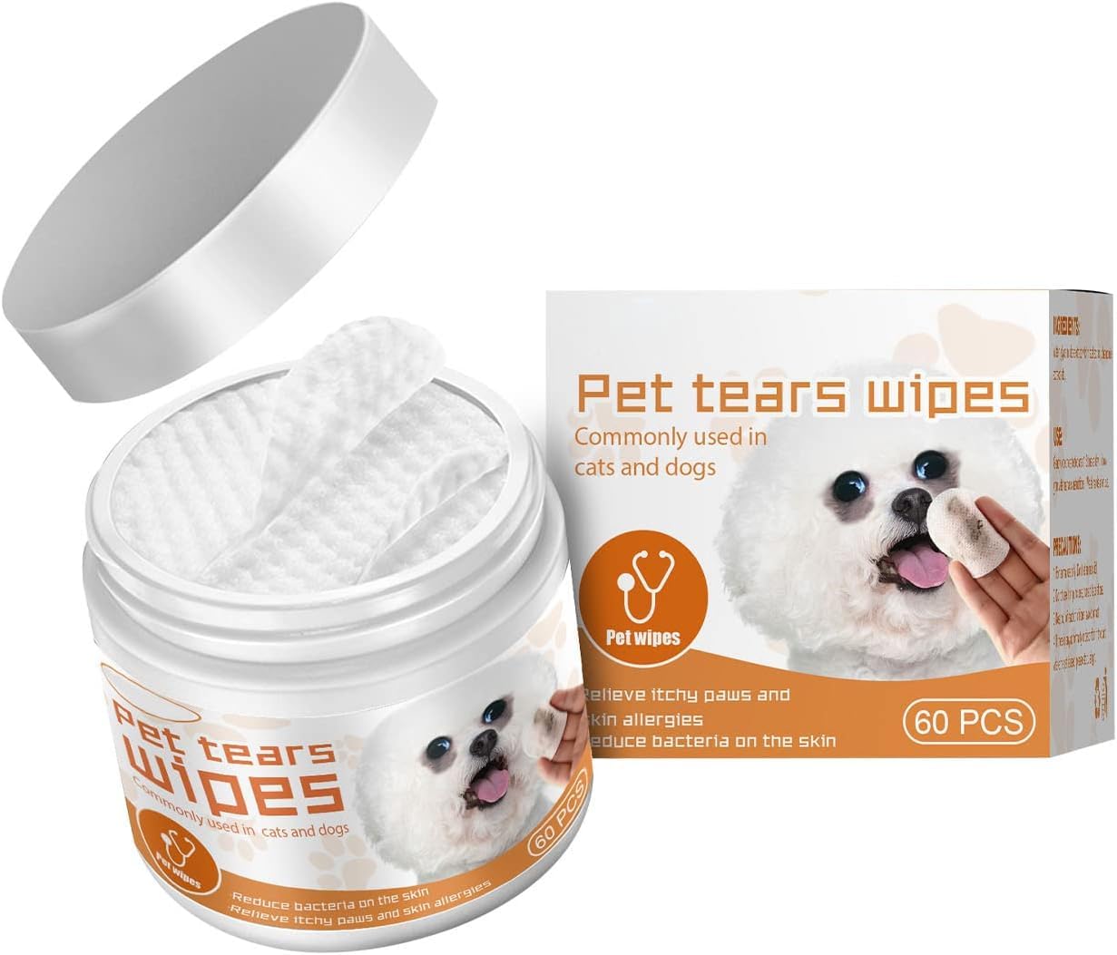 Amazon.co.jp: 涙やけリムーバーシート 洗浄液付きシート60枚 犬猫の涙