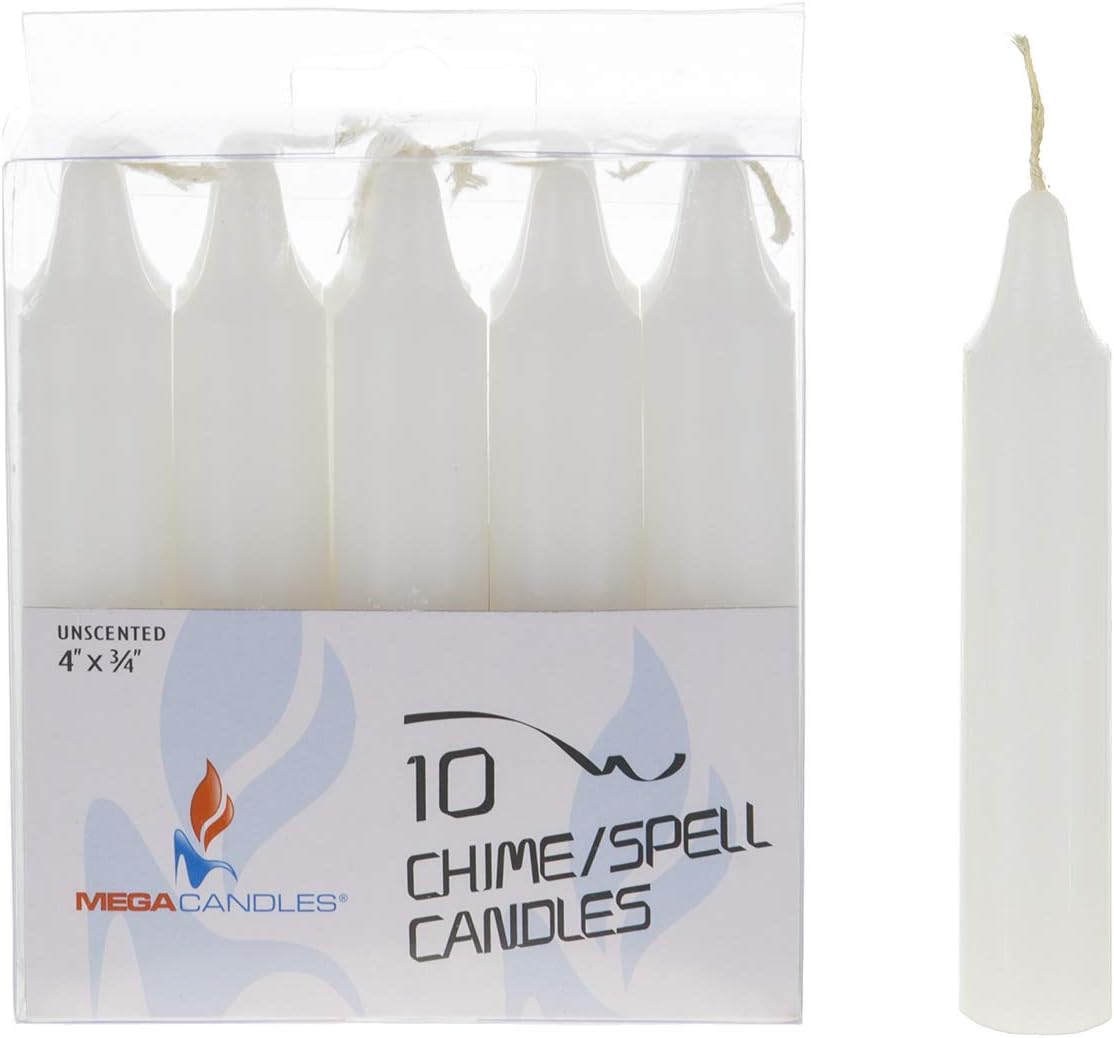 Mega Candles 10 pcs Unscented White Mini Taper Candle, 4