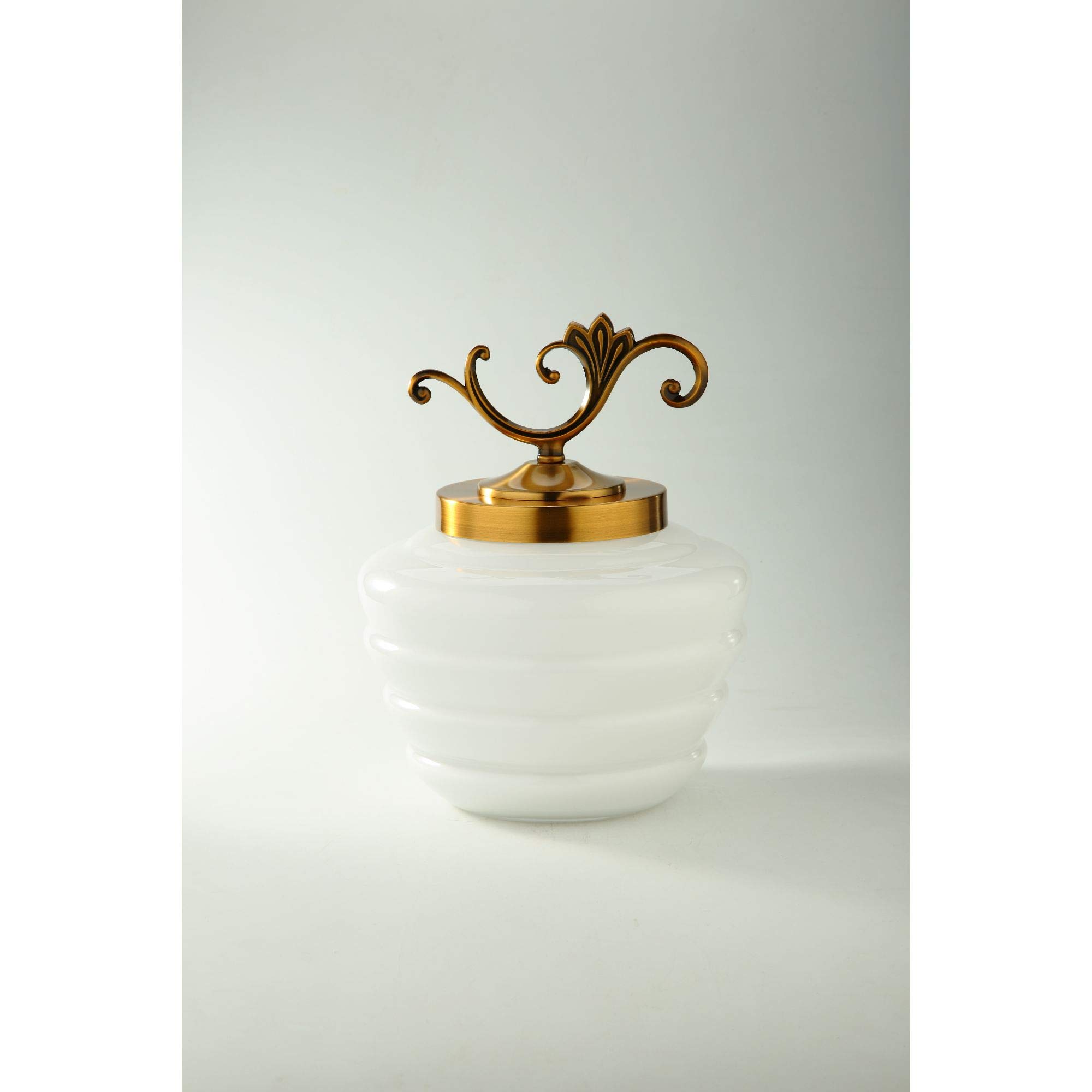 Bocal en verre soufflé à la main décoratif grand vase avec couvercle or blanc design unique