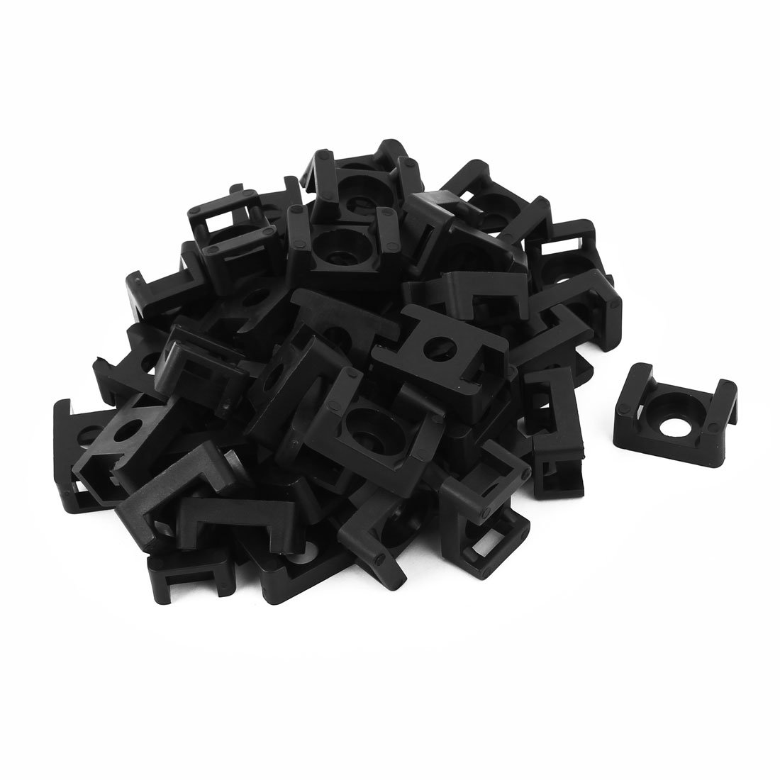 Aexit Plastic Saddle Pulleys & Sheaves Type Cable Tie Base Mount Wire Holder Black 23 x 16 x 10mm Round Belt Pulleys 50 PCS