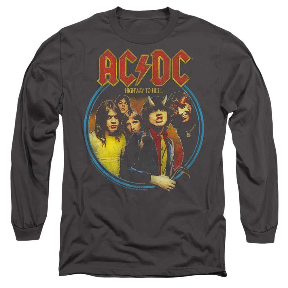 ACDC Highway to Hell Mens Long Sleeve T Shirt, Charcoal, XX-Large