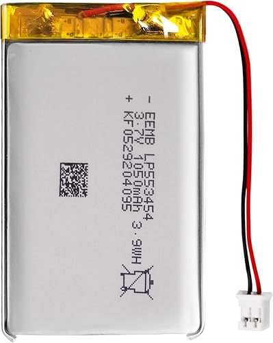 EEMB Batería de polímero de litio 3.7V 1050mAh 553454 Lipo Batería recargable con conector JST de cable para altavoz y dispositivo inalámbrico