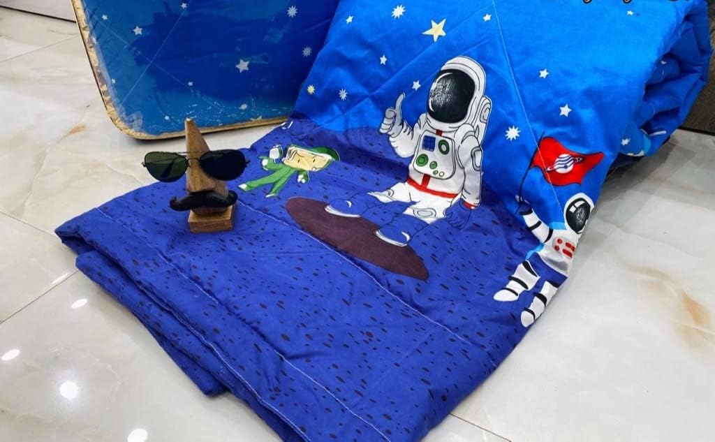 Blenzza Deco™ Glace Cotton Nursary Print Single Bed Reversible Babies 1 Kids Comforter & 1 Single Flat Bed Sheet with 1 Pillow Cover 3