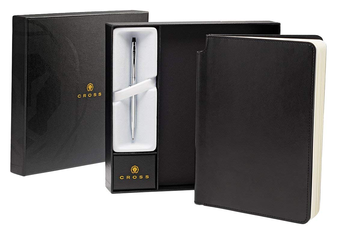 Cross Classic Century Chrome Ballpoint Pen with Black Journal Gift