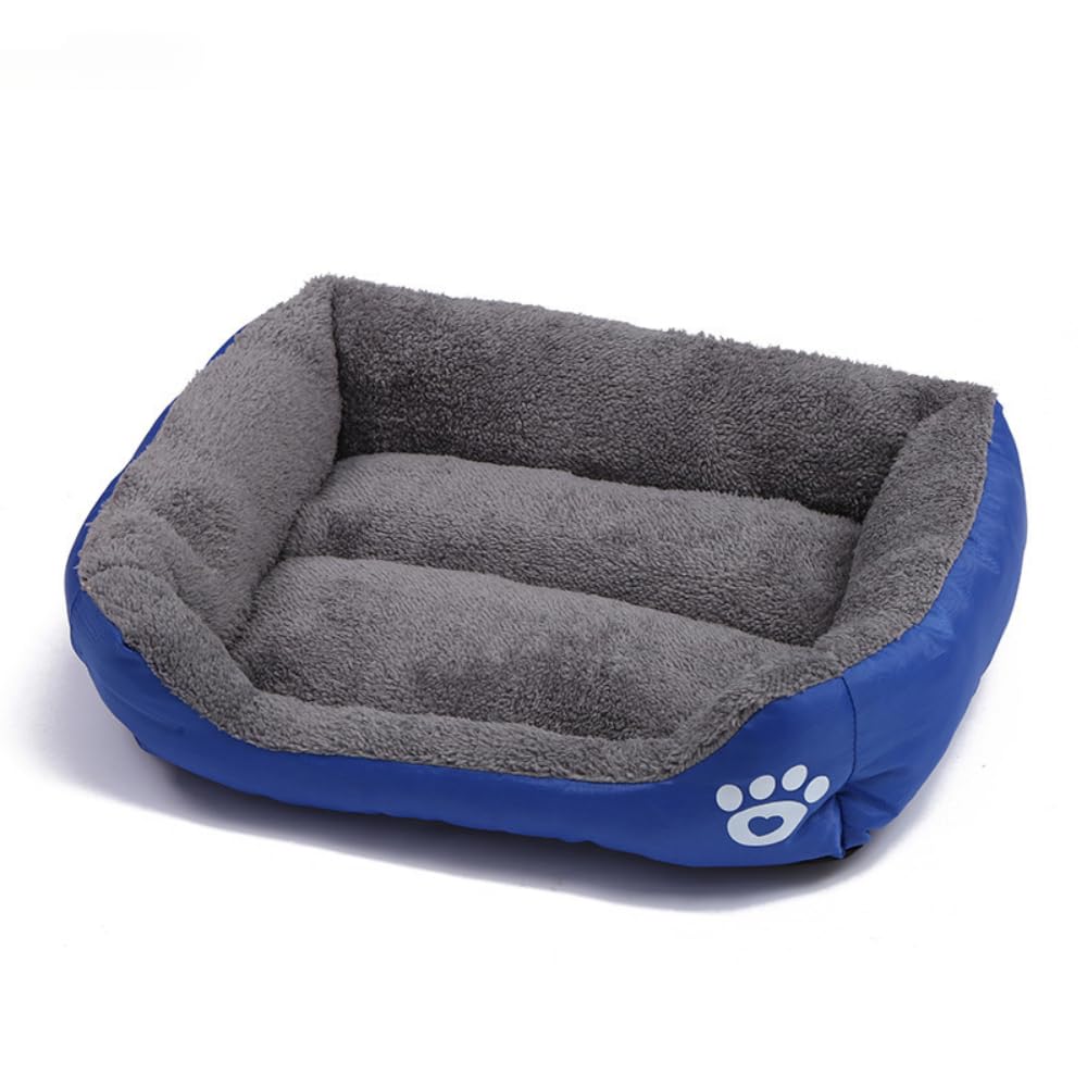 OUYUNKKA Dog Bed (XXL, 37.4 x 28.3 inch) Square Sapphire Blue Sofa for Medium and Large Dogs and Cats, Semi-Enclosed Fluffy Soft Cushion, Easy Clean
