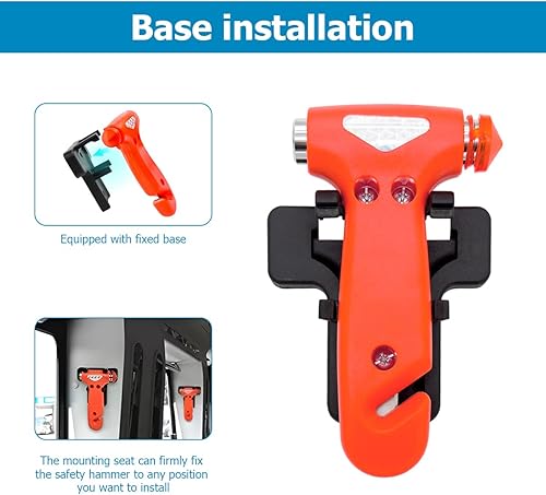 Miniatura 10 de Paquete de 2 martillos de seguridad para automóvil, herramienta de escape de emergencia con rompeventanas y cortador de cinturón de seguridad,