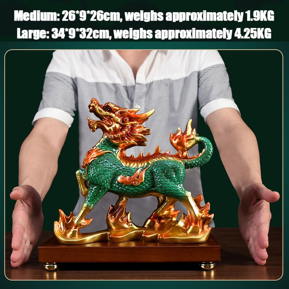 Vintage żywica Kylin Ozdoba Miniaturowa dekoracja Feng Shui ze zwierzętami na biurko w domu Kreatywny chiński smok Artware z delikatnym kunsztem i lekką konstrukcją,L