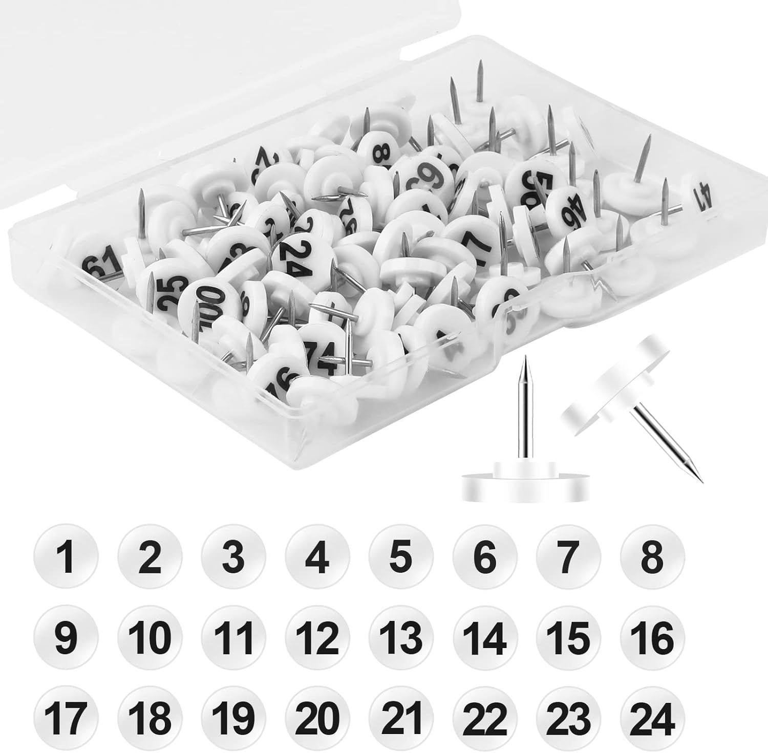 KINBOM 100pcs Numbered Push Pin Tacks, 1100 Sequential