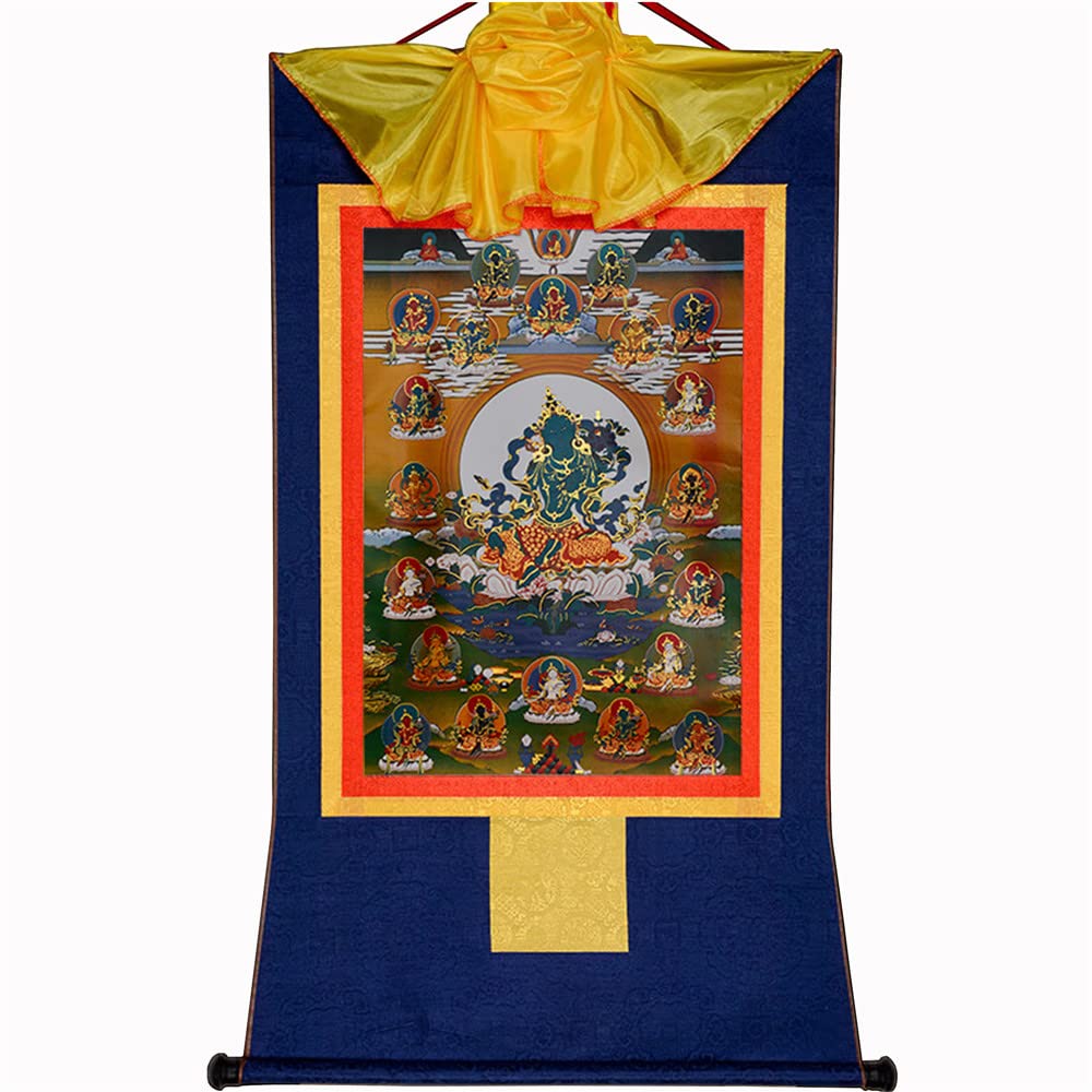 Gandhanra Thangka Tibétain - 21 Taras Thangka - Tapisserie Murale de Bouddha à Dorure pour Décoration Zen, Méditation, Relaxation Spirituelle et Paix