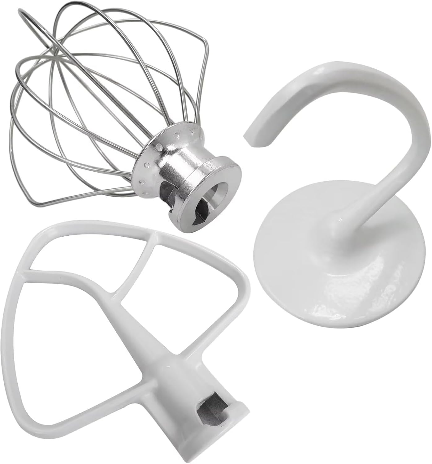 Premium Stand Mixer Attachments(3pcs Set) K45WW Wire Whip/ K45DH Dough Hook /K45B Coated Flat Blade Paddle w/Scraper for K45DH KSM151, KSM151PS,KSM152, KSM152PS, KSM152PSCP, KSM152PSCR