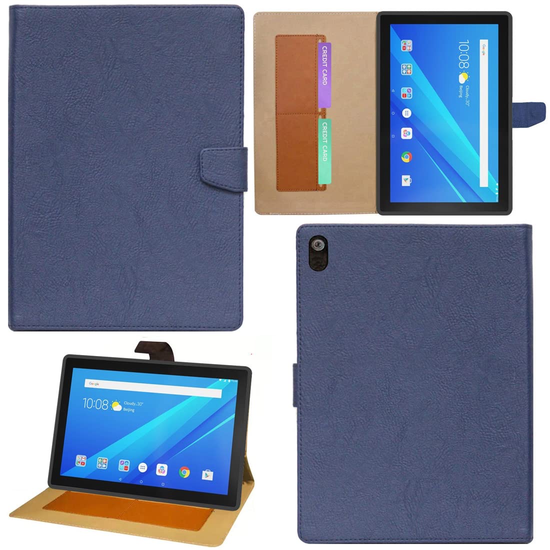 Zaoma Pattern Multi Protective Pu Leather Case with Viewing Stand and Card Slots Flip Cover Compatible for Lenovo Tab 4 10 TB-X304L / TB-X304F / TB-X304N 10.1 inch Tablet - Blue R5 (B09X6XJP79) Amazon Price History, Amazon Price Tracker