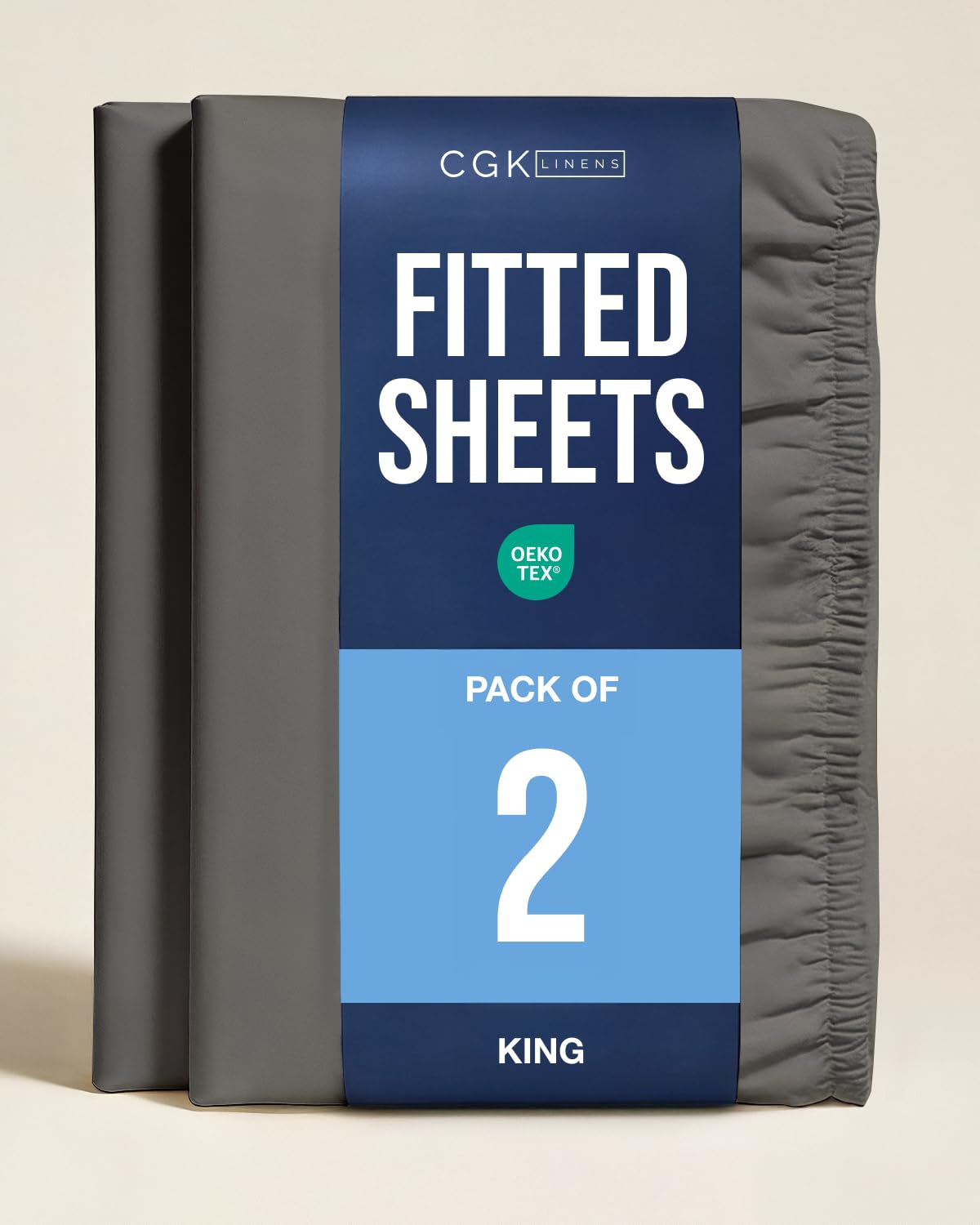 King Fitted Sheet - Pack of 2 Single Fitted Bottom Sheet Only - Charcoal