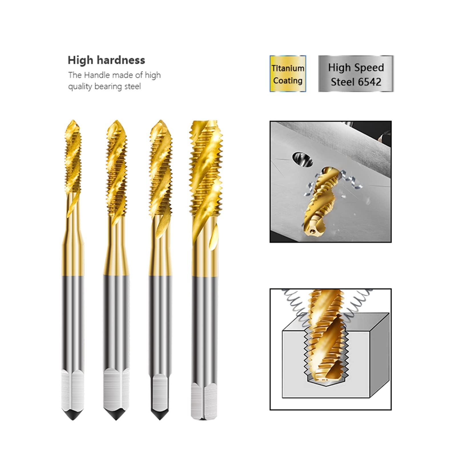 punte da trapano Thread Tap Tin rivestito HSS. Rubinetti for rubinetti M3-M10. Tap Threading Tools Thread Thread Thread Thread Rubinetti Hexagonal Helix (Color : 5pcs M3-10 Drill Set)