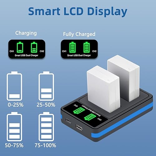 Miniatura 5 de Paquete de 2 baterías NB-10L y cargador dual para cámara digital Canon PowerShot G15, G16, G1X, G3X, SX40 HS, SX40HS, SX50 HS, SX60 HS