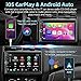 Double Din car Stereo with CD/DVD Player- CarPlay & Android Auto, Car Audio with Bluetooth, 7 Inch HD Touchscreen, Rear Camera, USB/TF/AUX, Subwoofer, AM/FM Radio Receiver