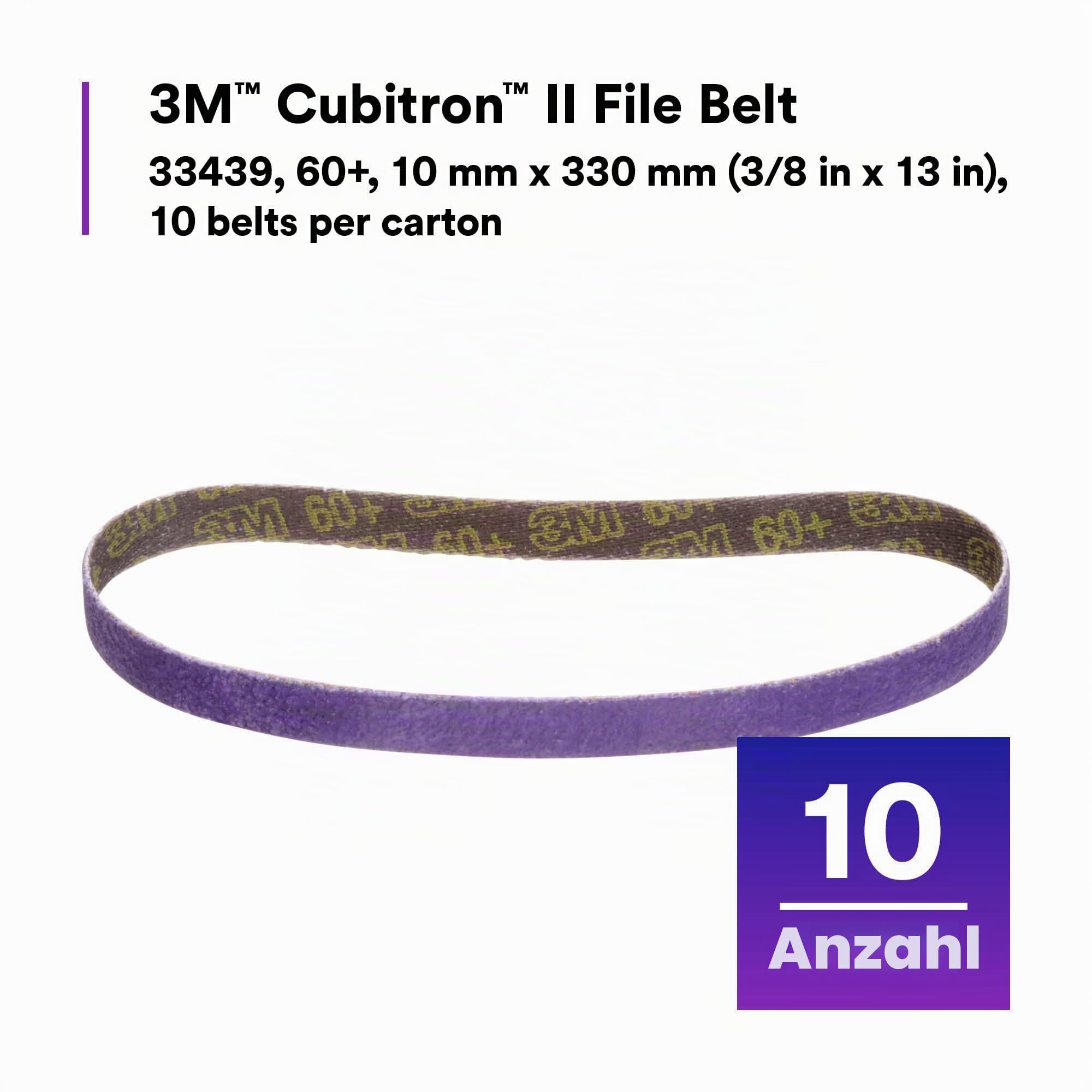 3M Cubitron II Feilenband, 33439, 60+ Körnung, 0,95 cm x 33 cm, Packung mit 10 Feilenbändern, harzgebunden, zum Entfernen von Punktschweißnähten