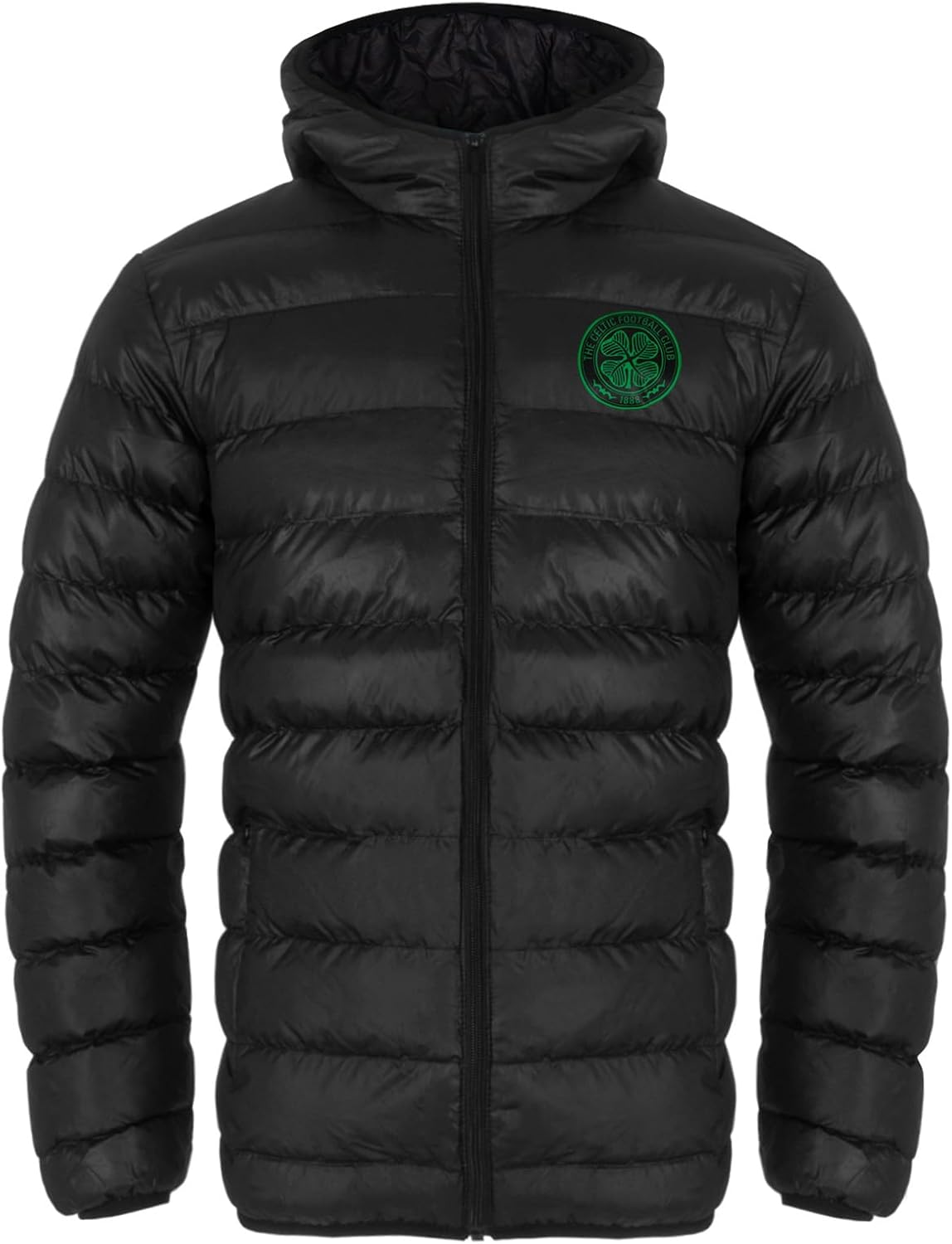 Celtic FC Official Soccer Gift Mens Quilted Hooded Winter Jacket