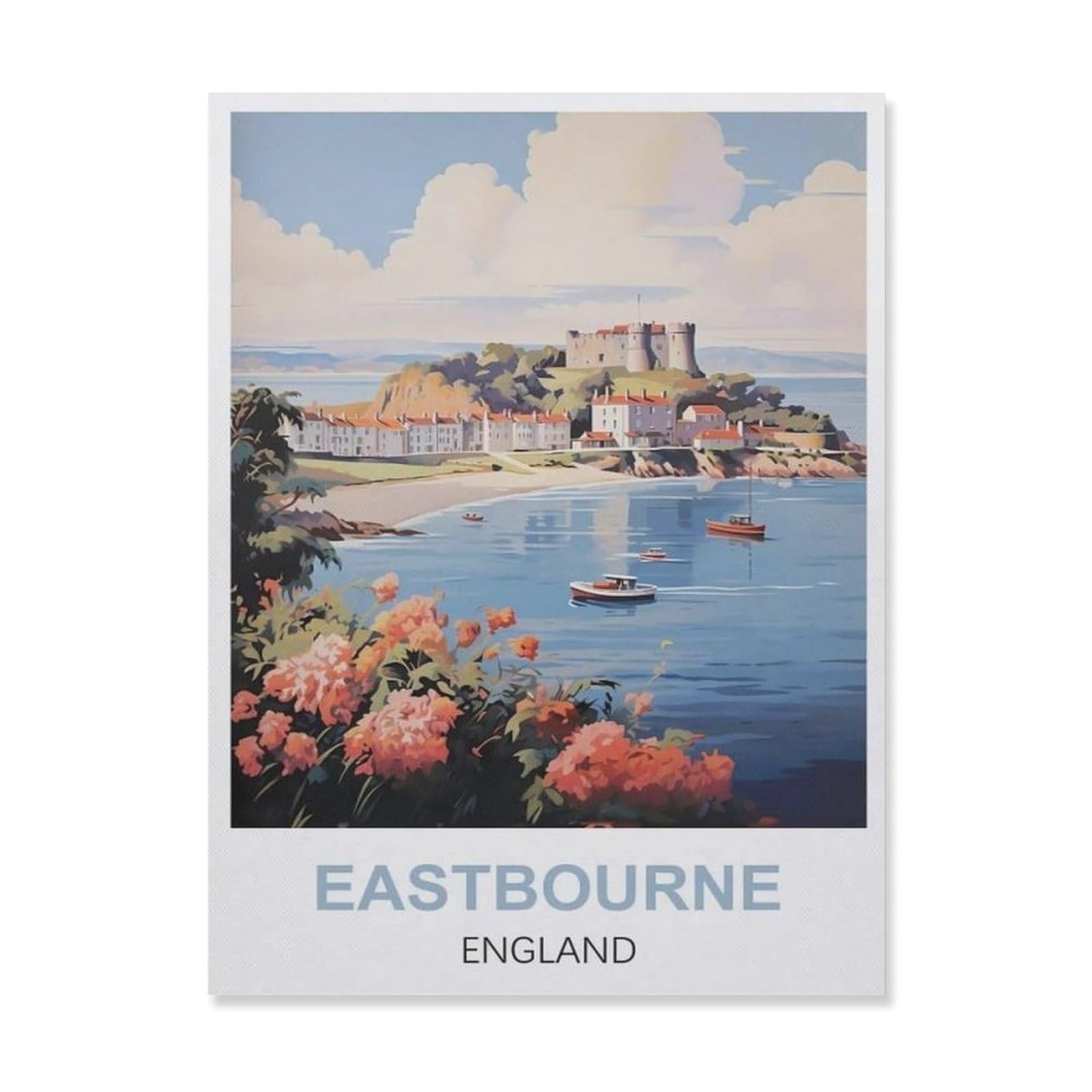 Plaque étain Eastbourne Angleterre rétro pour habiller facilement un mur blanc triste