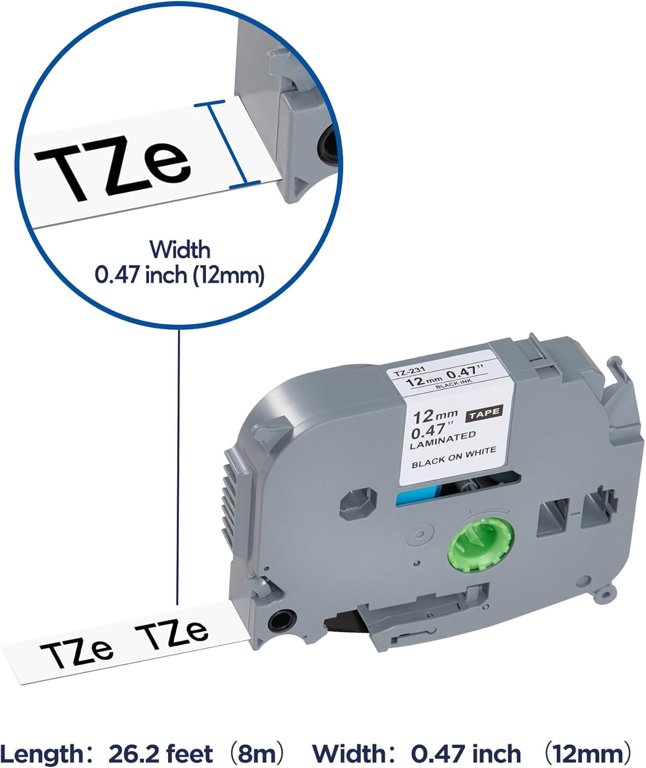 JOJOME 6-Pack Replacement for Brother P Touch Label Tape TZe-231 131 431 531 631 731 12mm 0.47 Laminated Label Maker Tape Multi-Color for PT-D210 H110 D220 D410 D600, Clear/White/Red/Blue/Yellow/Green - Image 3