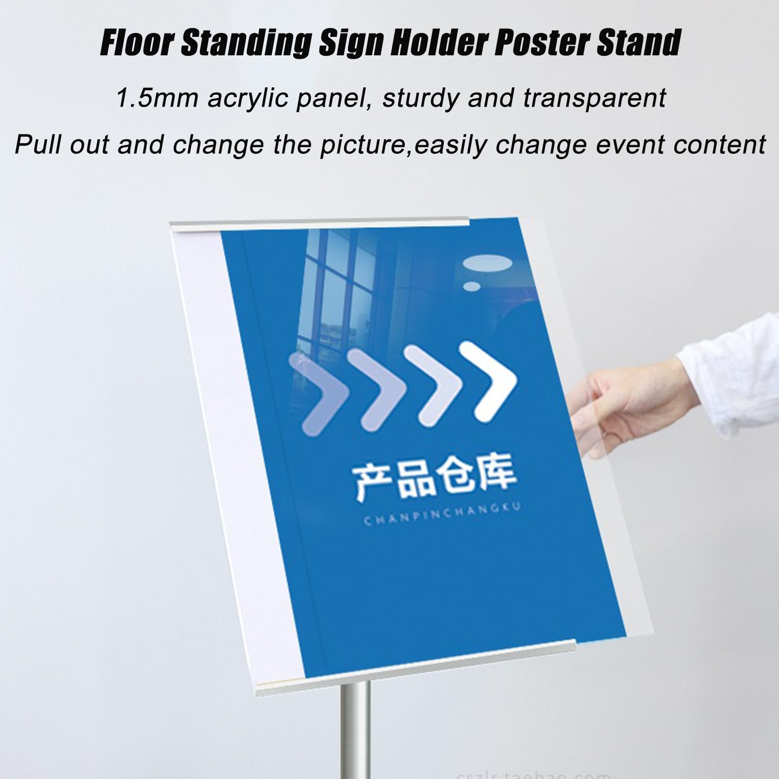 Support de panneau de sol réglable, double affichage vertical et horizontal pour un contrôle efficace de la foule et des avis, idéal pour les événements, les entreprises et les entrepôts