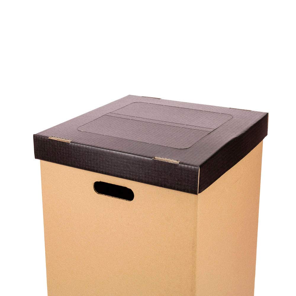 ONLY BOXES Set van 2 papiermand van karton, prullenbak met deksel, groen, afmetingen 37 x 36 x 70 cm (l x b x h), gerecyclede afvalemmer
